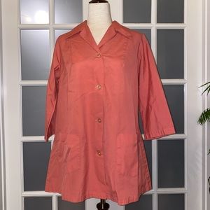 Vintage Woman’s size M, Brew-Schneider Uniforms Peach 3/4 Button Down Jacket